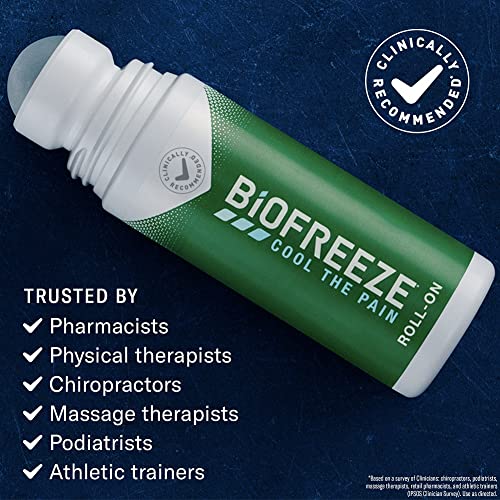 Biofreeze Roll-On Pain-Relieving Gel 3 Fl Oz, Colorless Topical Pain Reliever For Muscles And Joints From Arthritis, Backache, Strains, Bruises, & Sprains (Package May Vary) #TOP3