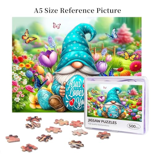 Easter Puzzles for Adults 500 Pieces Gnome Eggs Jigsaw Puzzle for Adults Cute Rabbit with Spring Flowers Wooden Puzzle Easter Gifts Basket Stuffers - image 5