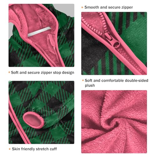 GuoChe Buffalo Plaid Black Green Boys Fleece Jacket3