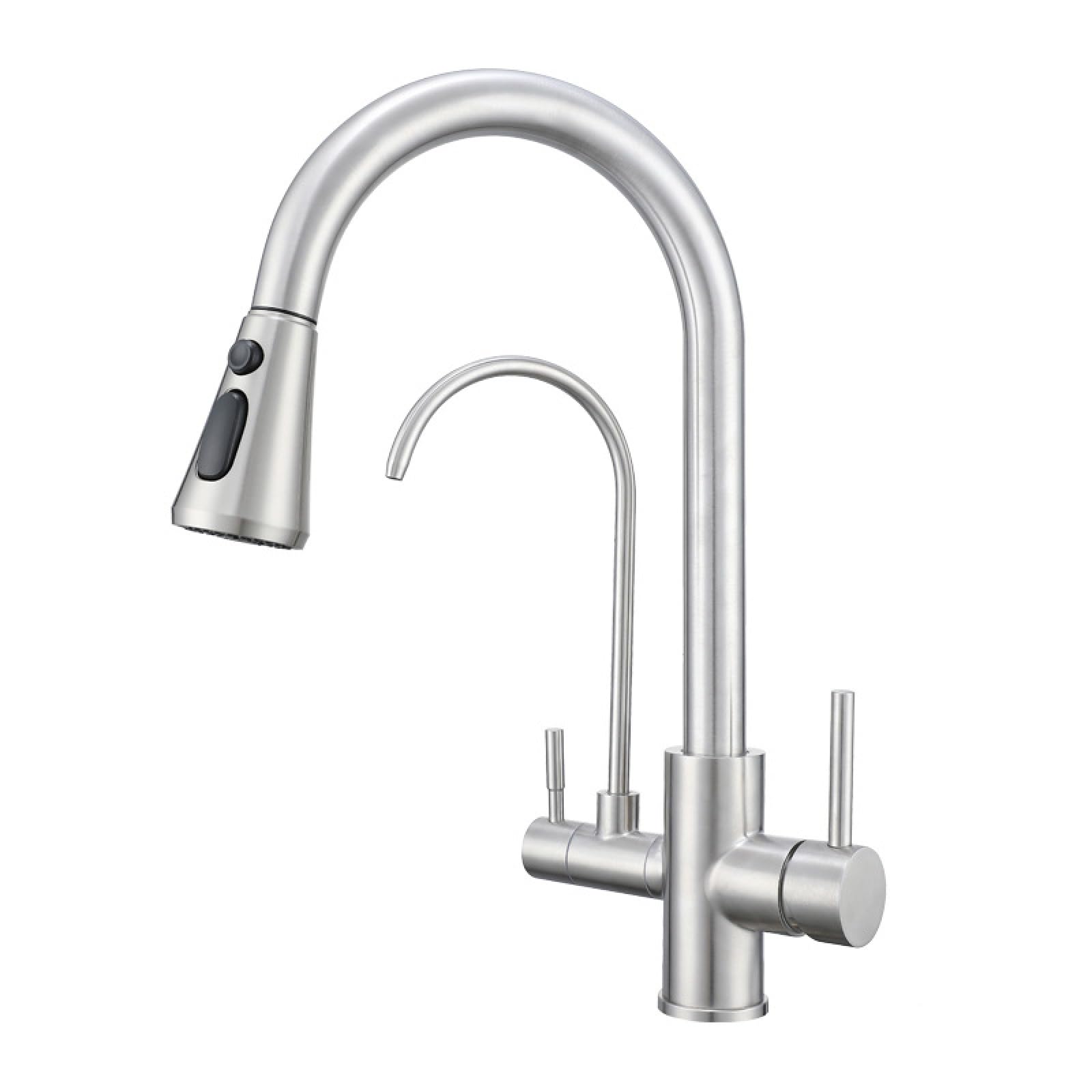 Fanjubei Brushed Stainless Steel Hot And Cold Water Purification Kitchen Faucet,