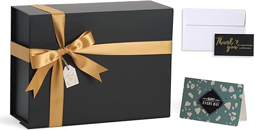 Miniatura 6 de NOVELTYBOXUSA Caja de regalo negra de 8 x 8 x 4 pulgadas, cajas de regalo para regalos con tapa de cierre magnético, pequeña caja de regalo plegable