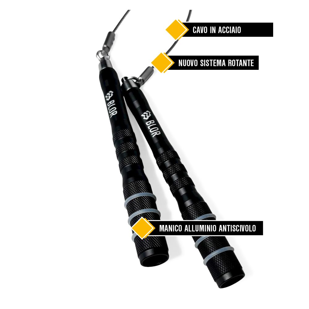 Blor Jump Rope Pro In Alluminio Acciaio E Nylon Maniglie Ergonomiche Antiscivolo Ideali Per Perdita Peso Boxe CrossTraining Con Borsa Portatile