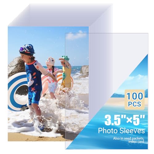 100 Pcs Clear Photo Sleeves - Acid-Free Protectors