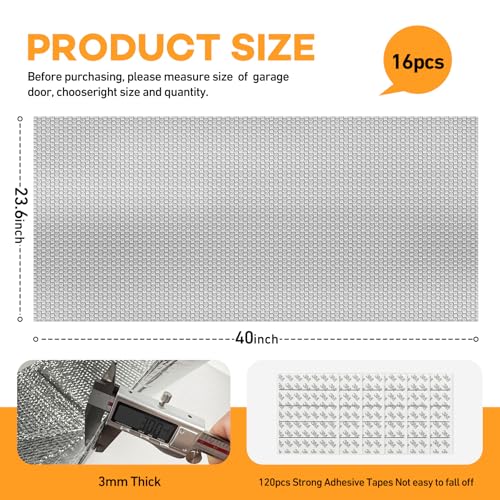 16PCS 24 x 48inch Garage Door Insulation Reflective Foil Insulation Bubble Reflective Aluminum Foil Winter Summer Thermal Shield Pre-Cut Barrier Sheets with 120 Tapes for Garage Attic Wall - Thumbnail 2