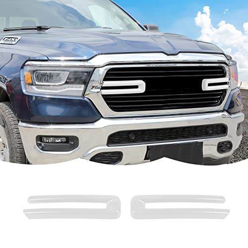 Front Grille Inserts Trim Cover Grill U Bar Cover Frame Decoration Exterior Accessories for Dodge RAM 2018 2019 2020 2021 2022,white