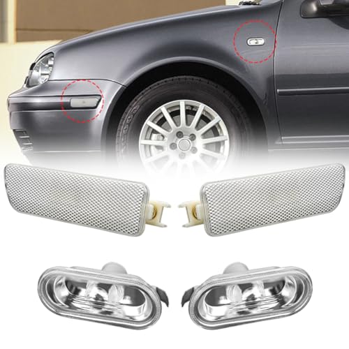 RACBOX Front Fender Bumper Side Marker Light Housings Clear Lens Compatible with VW J-etta Gen4 Golf MK4 1999-2005