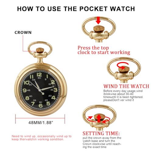 Image of Uncovered Men's Mechanical Pocket Watch with Chain, Uncovered Roman Design Dial Chain Mechanical Pocket Watches for Men