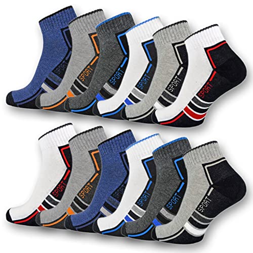 Chaussettes Basses de Sport en Coton Lot de 6 ou 12 Paires pour Homme et Femme