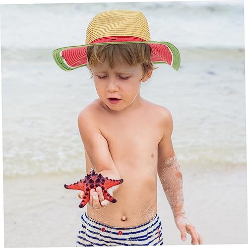 GALPADA Boys and Girls Wide Brim Straw Sun Hat for Outdoor Fun Lightweight Breathable Chin Strap for for Beach Playtime Multi4