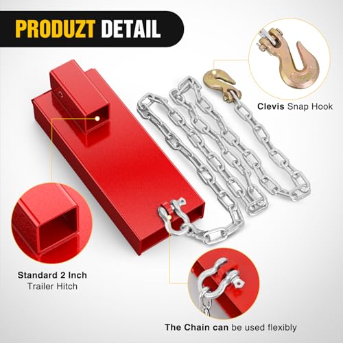 Image of Nilight Forklift Trailer Hitch Attachment Fits 2 Inch Receiver Clamp on Pallet Fork Trailer Towing Adapter with Safety Chain & Hook Red