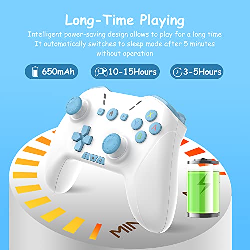 Gaming Controller For Nintendo Switch/Pc/Mac/Ipad/Phone/Android/Tv/Ios/Mfi Controller Remote Gamepad, Bluetooth Wireless Controller With Wake-Up Console, Record, Turbo, Dual Vibration And Gyro Axis Function #TOP4