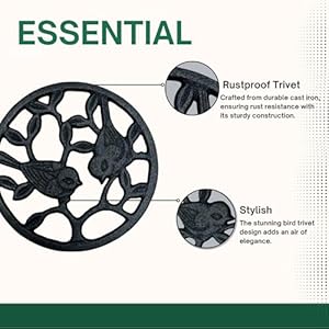 Castironbirdtrivetset3packdecorativemetalpotholdersrustproofrubberfeetforhotdishespansteapotskitchendiningdecorblack Urban Country Home Decor Cast iron bird trivet set 3 pack decorative metal pot holders rustproof rubber feet for hot dishes pans teapots kitchen dining decor black urban country home decor