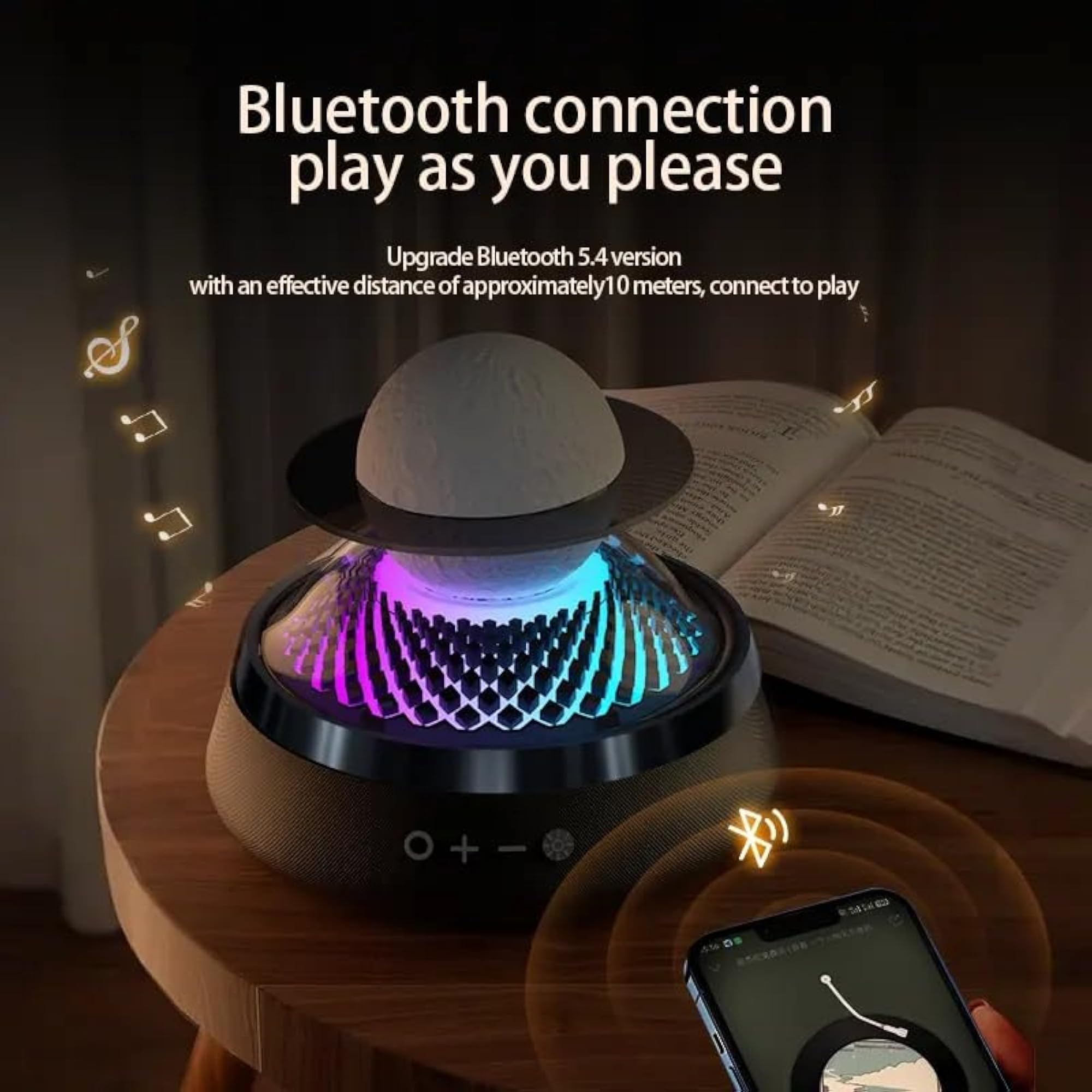 Levitating Moon Lamp Bluetooth Speaker & Essential Oil Diffuser