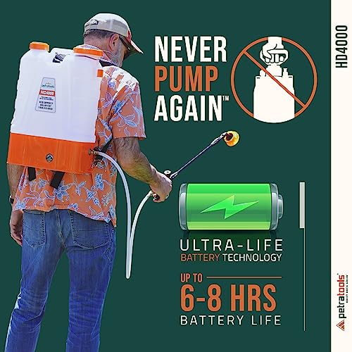 PetraTools 4 Gallon Battery Powered Backpack Sprayer with Cart – Extended Spray Time Long-Life Battery - New HD Wand Included, Wide Mouth Lid, Multiple Nozzles & Battery Included PetraTools 4 Gallon Battery Powered Backpack Sprayer with Cart – Extended Spray Time Long-Life Battery - New HD Wand Included, Wide Mouth Lid, Multiple Nozzles & Battery Included