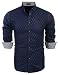 Coofandy Men's Business Stylish Slim Fit Long Sleeve Casual Dress Shirt,Navy Blue,Small