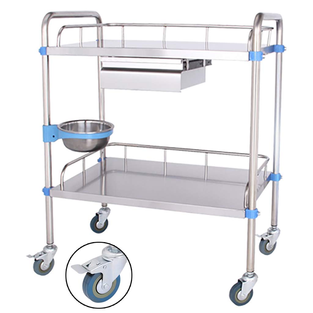 YNIYUJKL Medical Dental Lab Rolling Cart, Utility Cart With Stainless Steel Construction And Silent Omnidirectional Wheels For Easy Mobility,660x440x860mm-Single Drawer