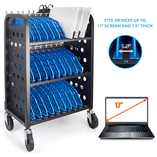 30-Unit Mobile Charging Cart - Open Charging Station Rack For 14-Inch Chromebooks And Tablets -  Tablet Organizer Station With Cable Management And Charger Organization(Black) #TOP3