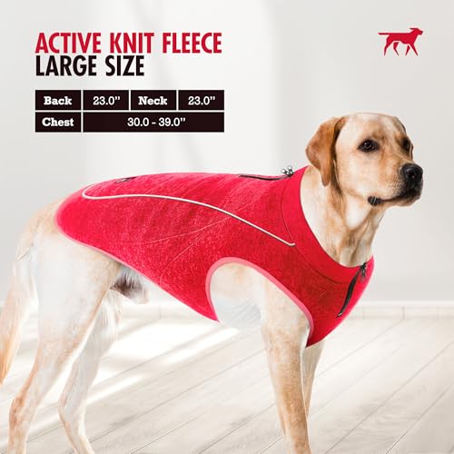Image of Insulated Fleece Sweater for Dogs | Lightweight Warm Dog Vest | Zipper Port for Harness | Cold Weather Winter Jacket | Rain Snow Repellant Coat | Adjustable for Small Medium Large Girl Dogs (Red /L)