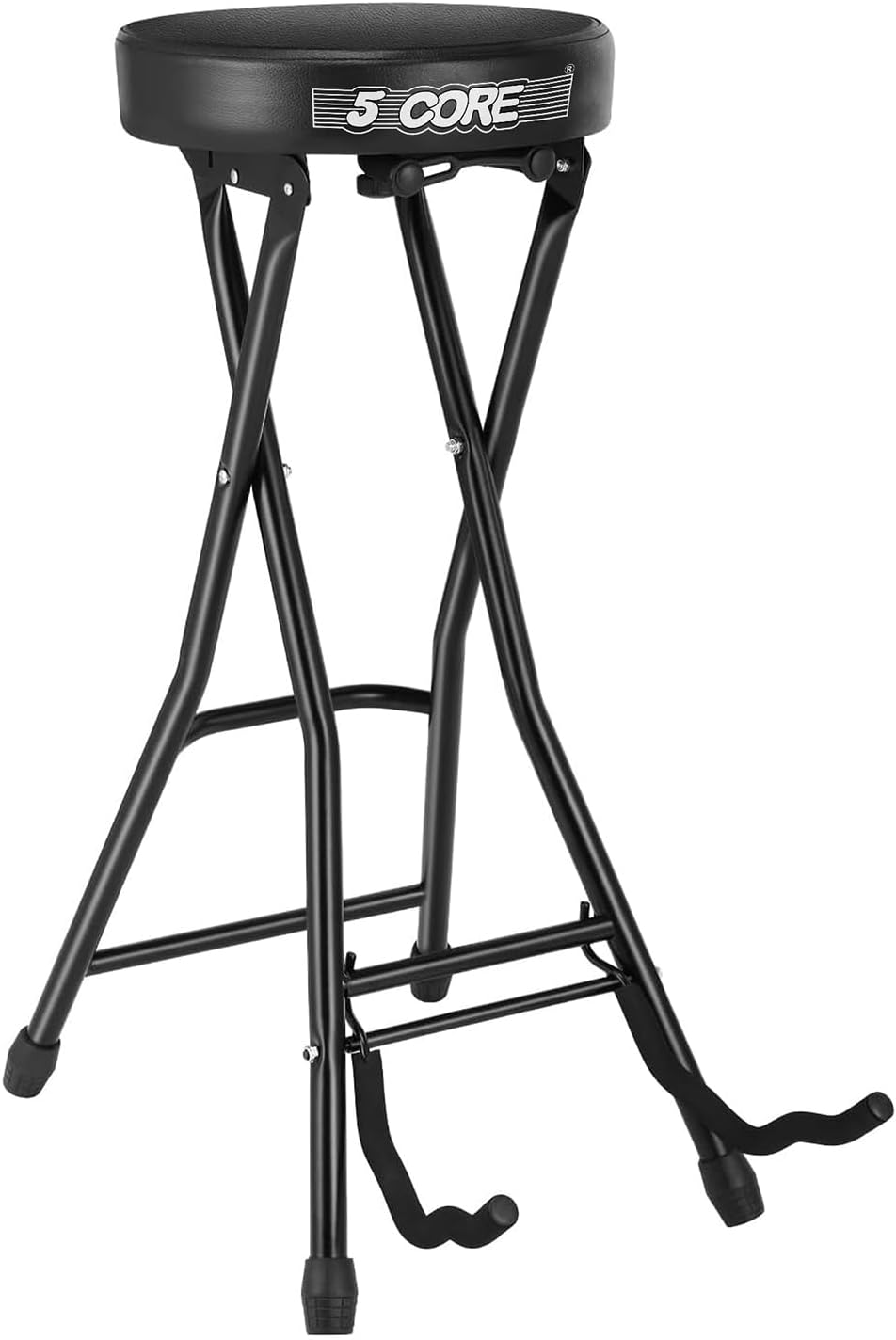 GSTOOL BLK: Durable Guitar Stool with Padded Guitar Holder and Stand for Musicians