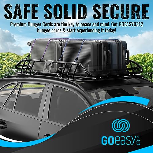 Image of GOEASY0312 Bungee Cords with Hooks Heavy Duty, 17 PCS Multi-Color | 10 inch, 18 inch, 24 inch, 30 inch, 36 inch, 48 inch Bungee Cords, Storage Jar & 15 inchx15 inch Cargo Net