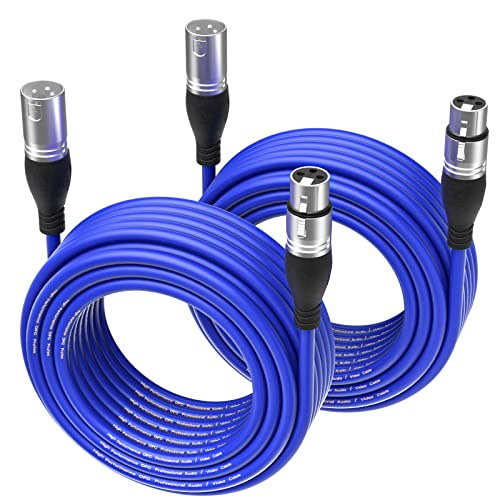 Image of EBXYA XLR Cable 50ft 2 Packs Microphone Cable with 3-Pin XLR Male to Female | Balanced, Professional Shielded, for Mic, Mixer, Speaker Systems, Radio Station and Podcast, Blue