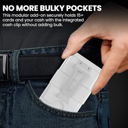 Image of CODE 118 Modular Backplate Cash Clip - Slim Minimalist Money Clip for Men - RFID Blocking Aluminum Modular Add-On, Wallet Accessory Expands Storage for Card & Cash, Wallet not Included (Glow)