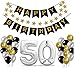Produktbild 50 Geburtstag Dekoration Set, Deko Geburtstag, Geburtstagsdeko, Happy Birthday Dekoration. Zahlen Luftballons Silber XXL + 24 Große Geperlte Ballons + 1 Happy Birthday Banner (50)