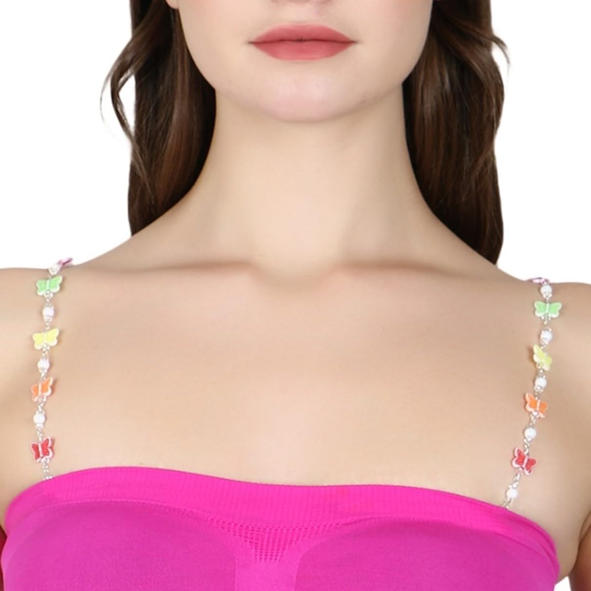 Multicolour Butterfly Acrylic Beads Style Adjustable Women Bra Shoulder Strap for Strapless Bra,Dresses & Tank Tops | Beaded Women Body Jewelry |Decorative Bra Strap For Women And Girls-image-15