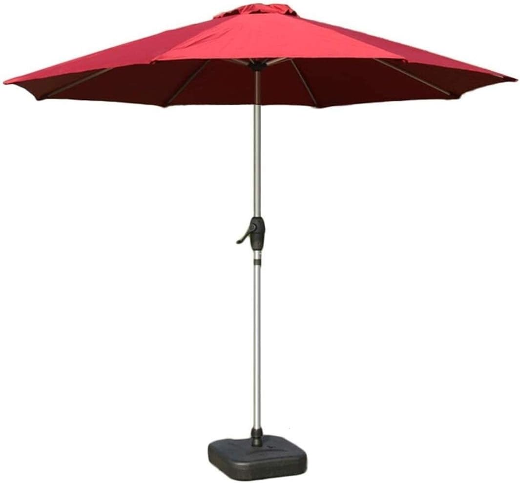 LSLYTQ Outdoor Garden Parasols 9' Outdoor Aluminum Patio Umbrella With Crank And 8 Sturdy Ribs For Garden, Backyard, Deck, Poolside, And More, Without Base good