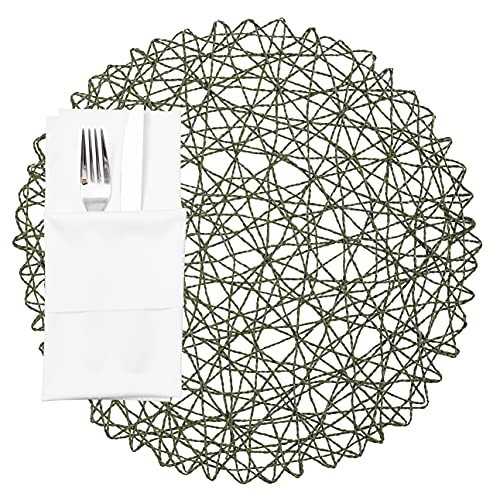 Restaurantware-Spinweave 15 Inch Dining Table Placemats, Set Of 6 Round Kitchen Table Mats - Semi-Disposable, Handwoven, Green Paper Circle Placemats, Durable, Table Mats For Holidays Or Weddings by Restaurantware - Image 7