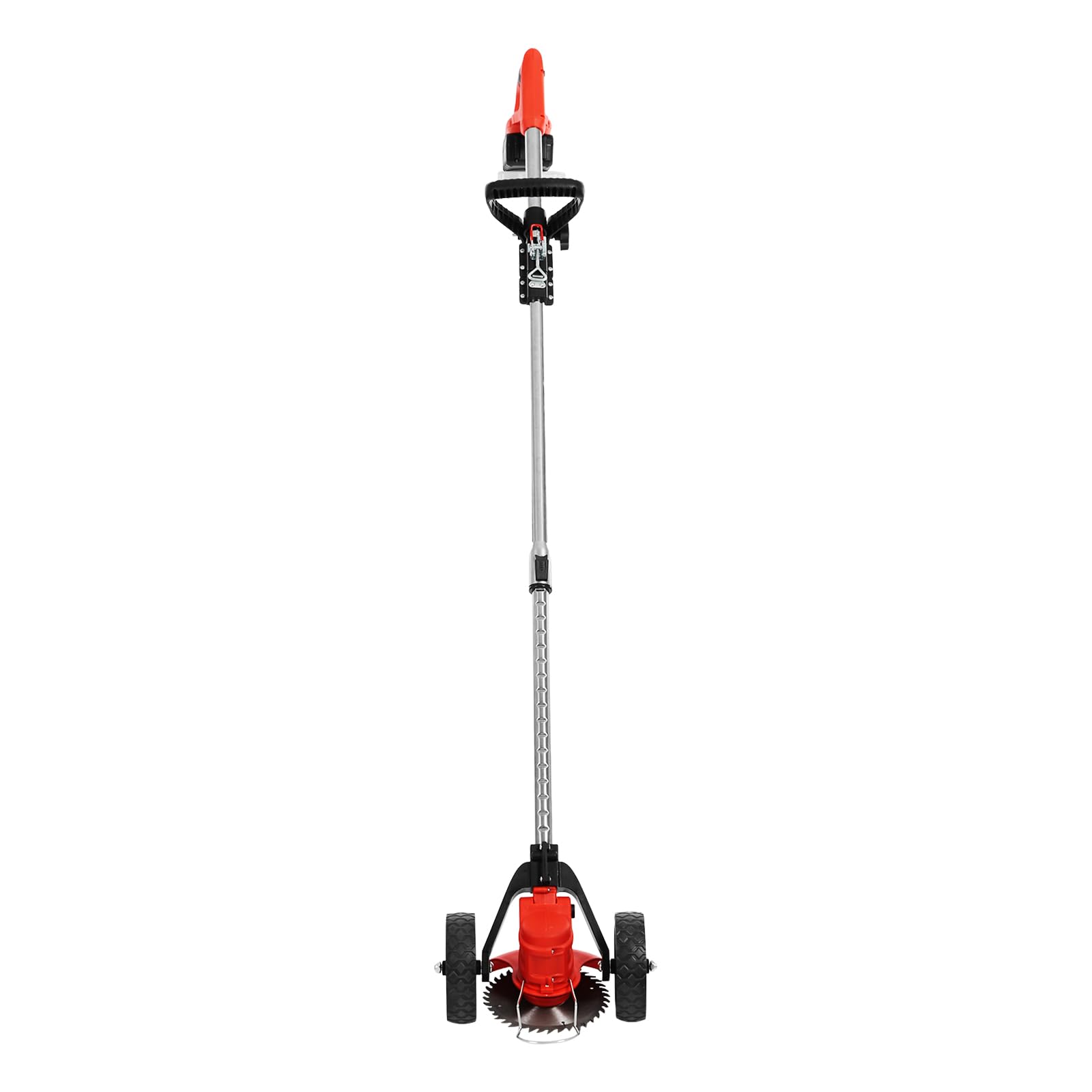 Cortacésped con batería 3 en 1, 800 W, con varilla telescópica ajustable (120 – 151 cm), cargador y batería de respaldo de 1000 mA, cabezal de corte de 0 – 90°, dispositivo de eliminación de malas