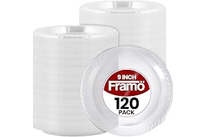 9 Inch Clear Plastic Party Plates (120 Pack)