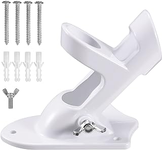 Flag Pole Holder Brackets, BONWIN 1" Flag Pole Mounting Bracket with Hardwares for House Wall Mount, 1" Inner Diameter, Two Positions & Aluminium Alloy, Rust Free Coated (White