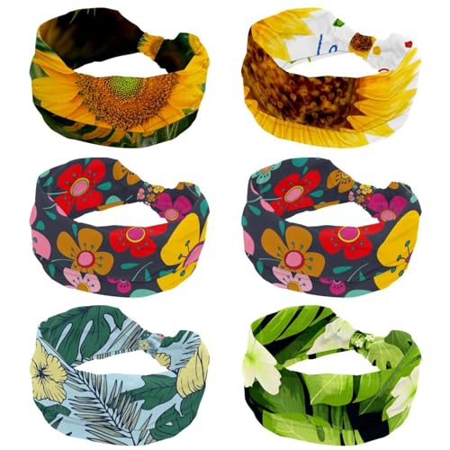 Bandeau sport femme pour stopper la sueur, lot de 6 turbans larges mignons motif panda