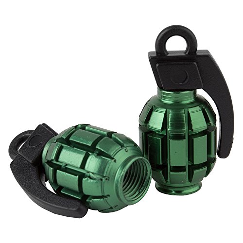 Black Ops Grenade BMX Schrader Valve Caps, Green