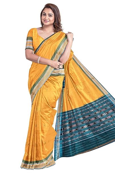 Image of Sambalpuri Handloom Saree Women's Cotton Saree Odisha Handloom Handmade Pure Cotton Khandua Natural Cotton Ikat Sambalpuri Saree For Women Ikat Handloom Saree For Women