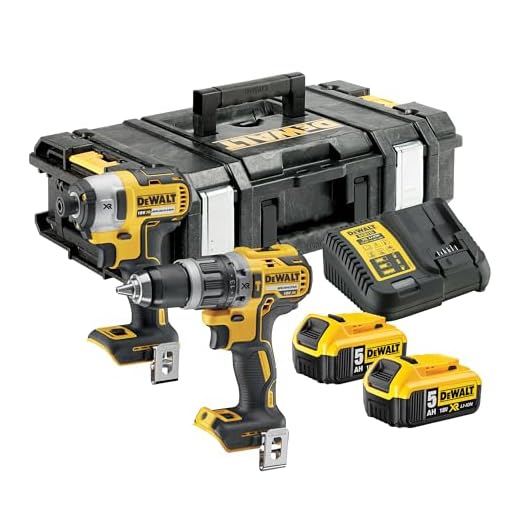 DEWALT - Kit Doppio 18V XR Brushless – Include Trapano a Percussione Brushless, Avvitatore a Impulsi, Valigetta, Caricabatterie Multivoltaggio e 2 Batterie XR da 5Ah, DCK266P2-QW