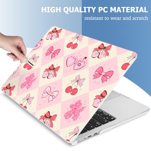 Image of Mektron Case for 2026 MacBook Air 13-inch M5 Laptop A3449 with 13.6-inch Liquid Retina Display, 2025 2024 2022 M4 /M3 /M2 MacBook Air 13 inch Hard Shell Cover, Fit Model A3240 A3113 A2681, Cherry with Bows