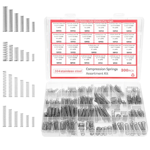 Kit d'assortiment de 300 ressorts de compression, ensemble de petits ressorts en acier inoxydable 304 pour projets de réparation DIY, 23 tailles différentes...