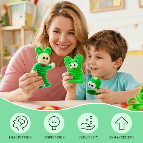 Image of VZF Fruit Green Pipe Cleaners Craft,Creative Craft Pipe Cleaners for Flower Making,Chenille Stems Crafting Pipe Cleaners Artificial Flowers,Craft Supplies for Home Festivals DIY,Christmas Decoration