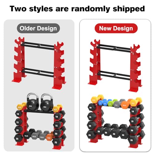 Fisup YRDR02 Weight Rack For Dumbbells, Dumbbell Rack Stand Only 450Lbs Capacity Weight Rack For Home Gym Strength Training Dumbbell Racks Red And Black 5 Tier,Suitable thumb #1