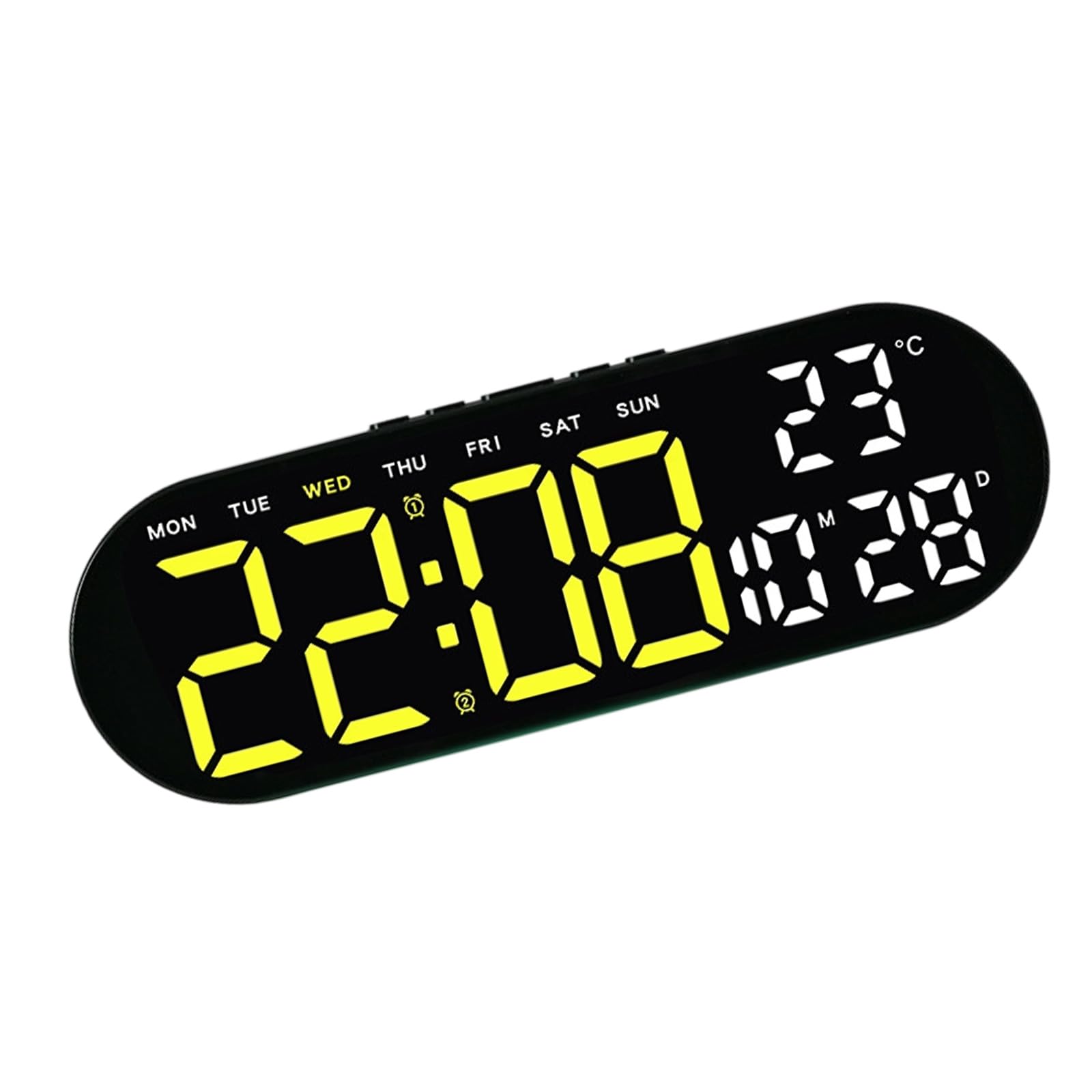 Mekalero Yellow Led Digital Alarm Clock With 2 Brightness Dimmer Alarm Sound Electric Desk Clock For Bedroom Living Room Bedside Digital