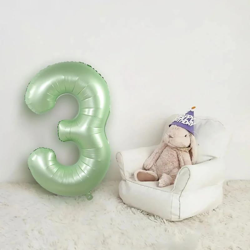 Image of 7 Balloon Numbers Birthday Decorations, 40In Sage-Green Balloons for Party | Eye-catching Appearance, Perfect Decorative Centerpieces, Convenient Self-sealing Structure, Widely for Various Occasions