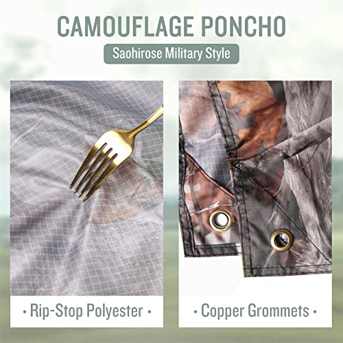 Saphirose Hooded Rain Poncho Waterproof Raincoat Jacket For Men Women Adults(Forest Camouflage) #TOP2