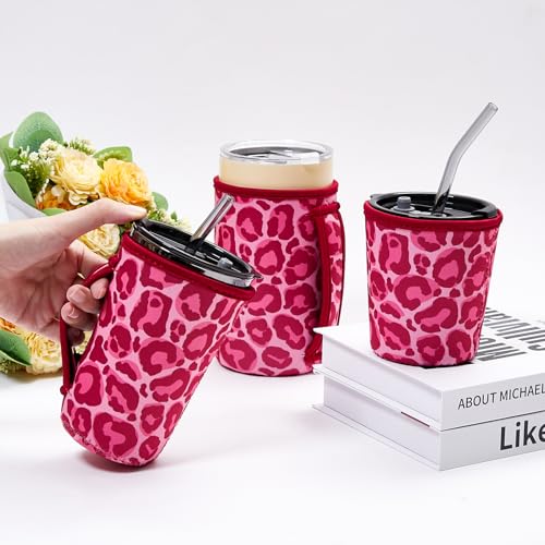 Image of 3PCS Reusable Iced Coffee Sleeves, Neoprene, Fits 16-32oz Hot /Cold Drinks