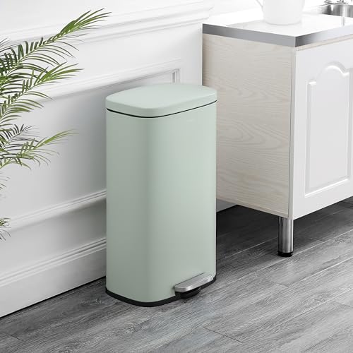 Image of happimess Curtis 8 Gal Step Trash Can Soft Close 25 inch, Pistachio Gelato