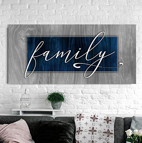 Sense Of Art | Family Sign | Family Wall Decor For Living Room | Farmhouse Decor | Hanging Decor | Family Wall Decor | Rustic Home Decor Farmhouse (Blue, 60x27)