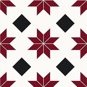 WallPops FP2482 Orion Peel & Stick vloertegels, rood, set van 10 stuks