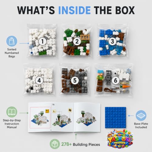 Image of Yashoni Building Blocks Toy Set for Kids | DIY STEM Construction Bricks with Mini Figures, Creative Models & Educational Play Set| Blocks Game (278, The Ice House)