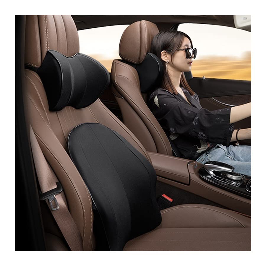 Reposacabezas del Coche Almohada para el Cuello para Silla de Asiento en Espuma de Memoria automática Cojín de algodón Cubierta de Tela Reposacabezas Suave Soporte de Oficina de Viaje (Colo